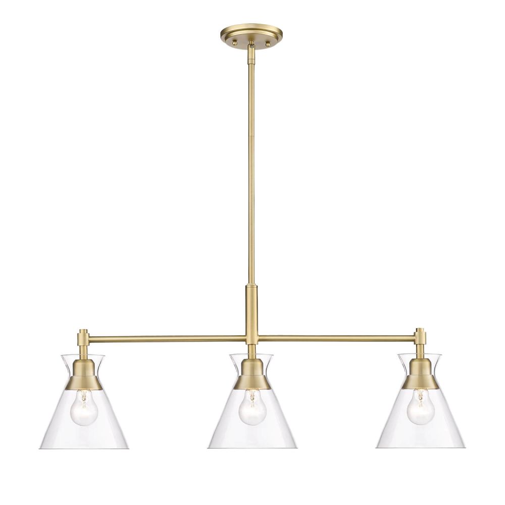 Golden Lighting Malta 3 Light 34 inch Linear Light in Brushed Champagne